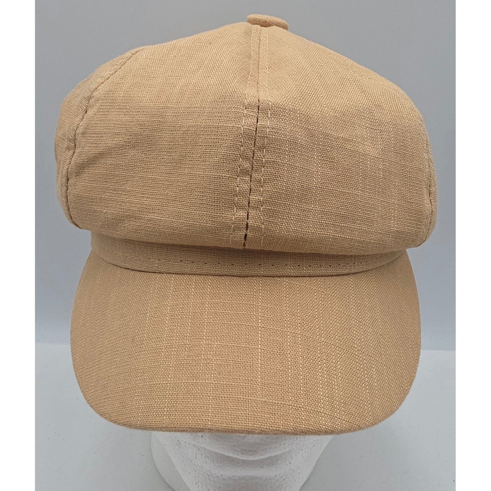 Marcus Adler Newsboy Cap Womens Tan New Cotton Linen Baker Boy Hat NWOT